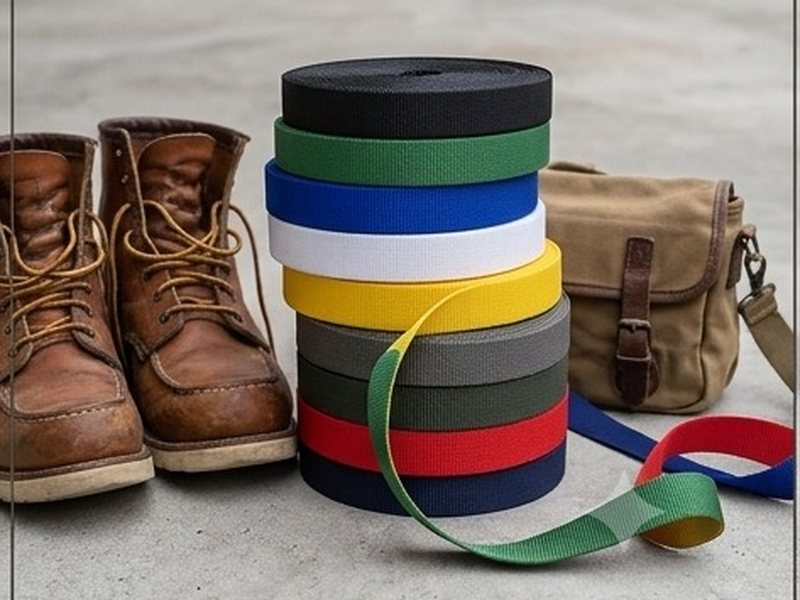 Coloured rolls of tape beside boots and a canvas bag